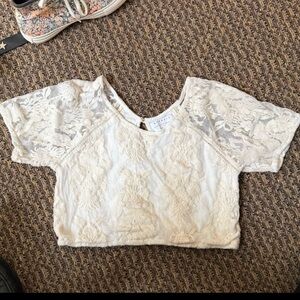3/$25 Kendall + Kylie White Lace Crop Top Sz S Romantic Cottagecore